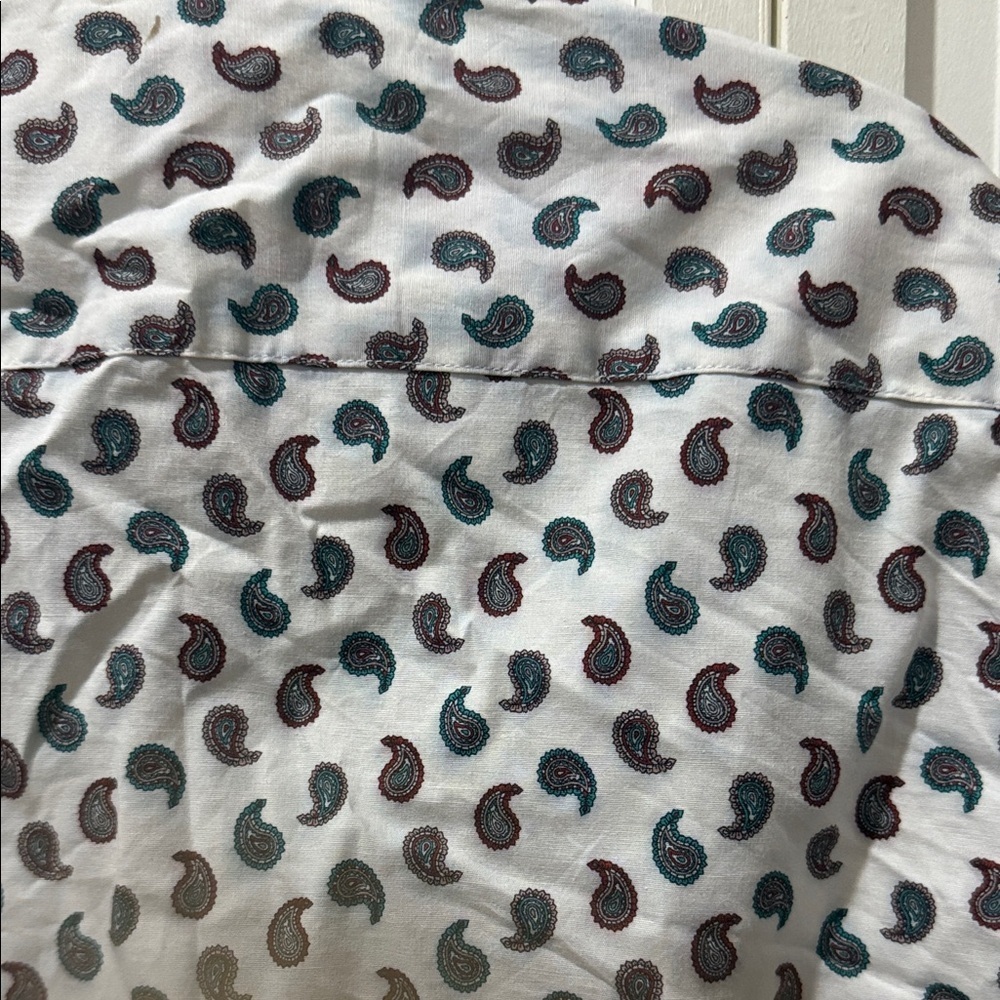 Tavion White Paisley Print Men's Dress Shirt - Picture 10 of 10